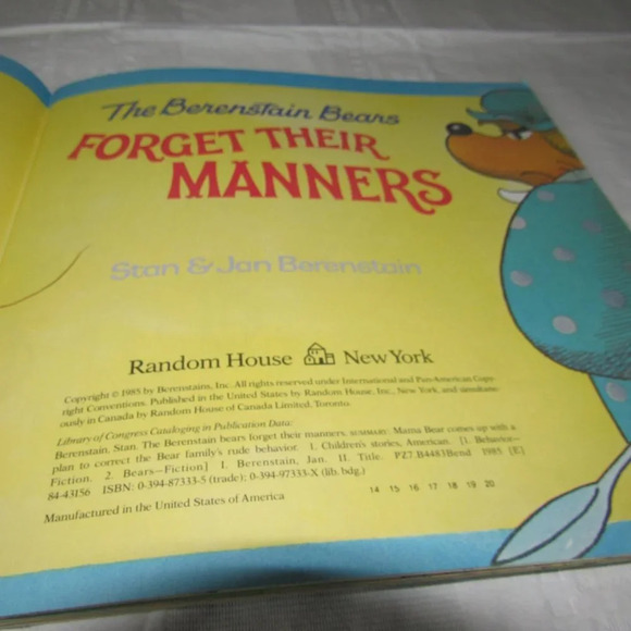 The Berenstain Bears FORGET THEIR MANNERS Color Illustrated Paperback Kids Book - Picture 3 of 3